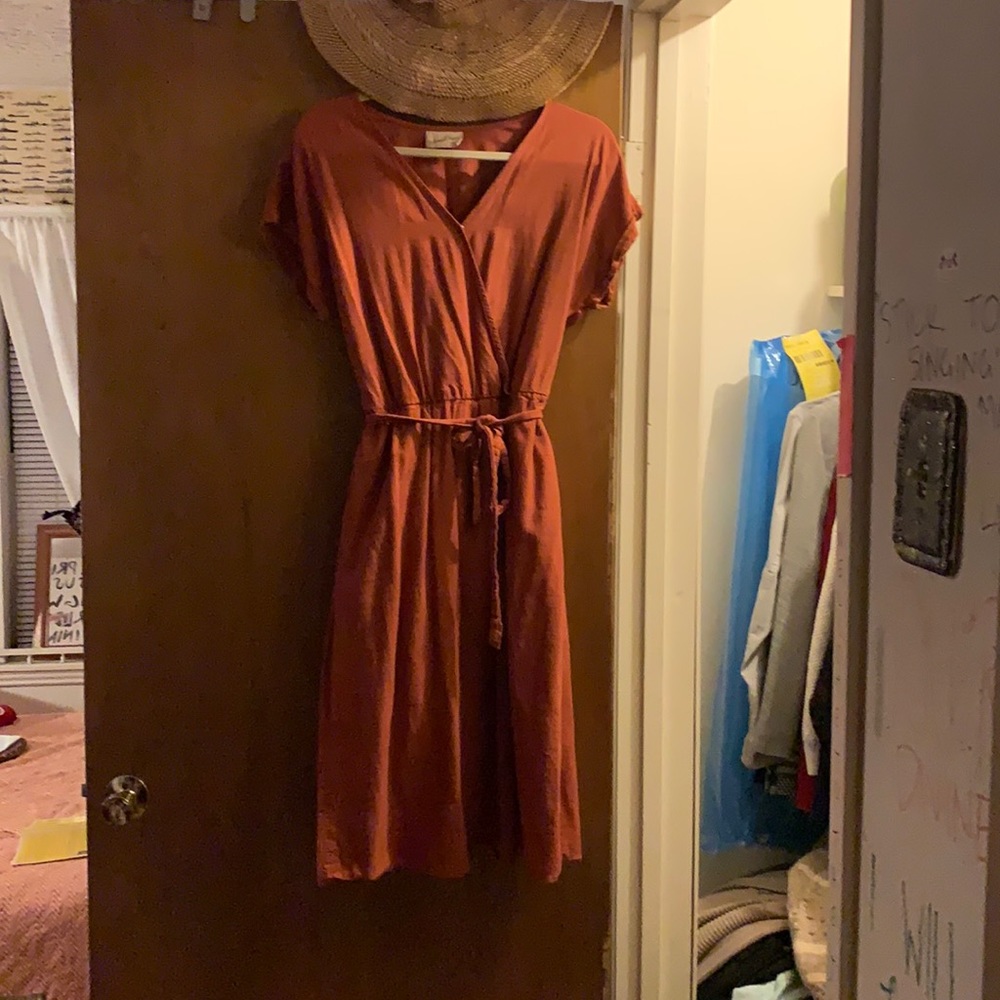 Burnt orange wrap dress universal thread